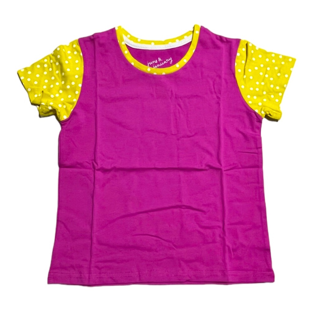 NEW! June & January Raspberry w/ Lemon Dot tee 3/4 years